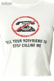Slogan Printed Graphic T Shirts Streetwear Fashion 2023 Summer Clothes for Women Casual Sexy White Crop Top