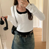 Fake Autumn Blouses With Slim Underwear, Long Sleeves And Short T-Shirts-Outfit