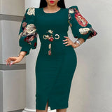 ladies dress plus size commuter plus size print European and American