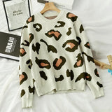 Women Printed Leopard Pink Sweet New Knitted Warm Chic Womens Pullover All-match Casual Soft High Quality Daily
