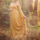 Women's Wear 2023 Pregnant Women's New Shoulder-Mopped Floor Dress Long Dress Photography Photo Large Dress-Outfit