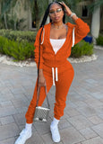 Casual Sport Zip Hoody Sweatshirt and Sweatpants 2 Piece Set Jogger