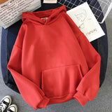 Solid Hoodies Autumn Harajuku Long Sleeve Hooded Female Sweatshirt Winter Pocket Oversized Basic Hoody Sudaderas Tops