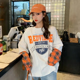 Women Fleece Letter Printed Pullover Sweatshirts Long Sleeve Casual Sports Lady Oversized Hoodie For 2021 Autumn Korean