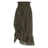 Antique Pleated Small Design Skirt 2023 New High-Waisted A-Shaped Casual Chic Dress-Outfit