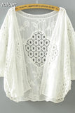 Embroidery Summer Blouse 2023 Loose Butterfly Bat Sleeve Lace Shirt Woman Hollow Solid Fashion Women Blouses Tops