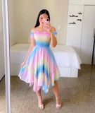 Ebay Dress Word Shoulder Irregular Shoulder Digital Print Long