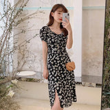 Women Daisy-printing Elegant Various Design Square Collar Sweet Lady All-match Plus Size 4XL Leisure Holiday Girl