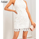 Lace Women's Dress Elegant Sleeveless Hollow White Slim Short Dress Summer Casual Fashion Basic Dresses For Women