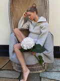 New Autumn And Autumn Fashion Casual Solid Zipper High Collar Wool Sweater Simple Long Sleeve Thick Sweater Top Women