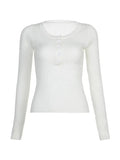 basic rib knit top with button placket and long