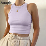 Underwear 2021 Summer Ribbed Knitted Sexy Square Collar White Crop Tops Casual Women Off Shoulder Tank