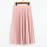 Fashion High Waist Pleated Solid Color Ankle Length Skirt All-match chiffon Clothing Lady Casual Stretchy Thicken