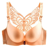 Leopard Front Closure Bra Wireless Beauty Lace Back Bras for Women Plunge Push Up