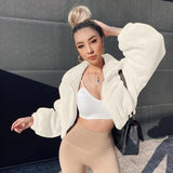 Lambswool Short Coat Teddy Faux Fur Women Crop Coats Zipper Loose Outwear Streetwear 2020 Autumn Winter Jacket