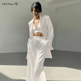 Fashion Women Satin Trousers Solid Pleated High Waist Trousers Female Spring 2022 Wide Leg Pants Ladies Party