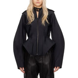 Toloer Female Autumn 2024 New Comfortable Leisure Personality Cut Slim Senior Sense Women's Jacket Short Jacket-Outfit