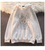 Cartoon Flocking Rabbit Kawaii Loose Hoodie Bf Hooded Thickening Autumn And Winter Pullover Female Gothic