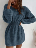 Loose Round Collar Design Feel Waist Sweater Knitted