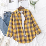 Plaid Shirt Women 2021 New Spring Autumn Womens Tops Loose Design Style Lady Casual Long Sleeve Blouse Clothes