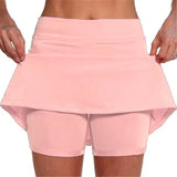 Solid Color Medium Waist Skirt, Exercise Yoga, Three-Point Shorts, Skirt Trousers.-Outfit