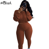 Streetwear Autumn Winter 2 Two Piece Set Women Tracksuit Bodycon Long Sleeve Crop Top Pants Women Matching Set Sexy
