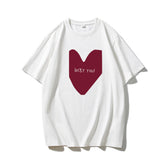 Sale Of Simple Love Print T-Shirts For Girls In Summer Free-Round Collar Pure Cotton Short-Sleeved