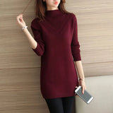 Winter Women Knitwear Sweater Pullover Fashion Long Sleeve Half Turtleneck Sweater Jumper Female Solid Loose Tops