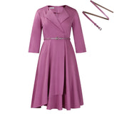 Women's 2025 Autumn And Winter 2025 New Fashion V-Neck Solid Dress With High-Waisted African