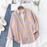 Plaid Shirt Women 2021 New Spring Autumn Womens Tops Loose Design Style Lady Casual Long Sleeve Blouse Clothes