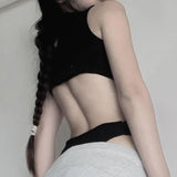 Hexing Fashion Solid Color Sexy Hollow Bodyless Collar Sleeveless Irregular Vest