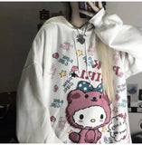 Anime Winter Women Hoodie Cute Cartoon Long Sleeve Casual Hoodie Oversized Sweatshirt Harajuku Tops Fashion Pullover
