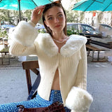 Women Knitting Cardigans Sweater Fur Long Sleeve Single Breasted New Casual Streetwear Winter Thick Warm Sweater