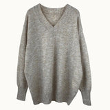 Women Autumn Winter Solid Knitted Sweater Casual V Neck Batwing Long Sleeve Pullover Jumpers Female Cashmere