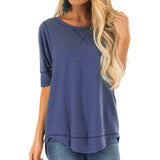 Women's Clothing 2025 Autumn And Winter Round Collar Long-Sleeved T-Shirt Solid Color Loose Top Before The Short And Rear Long Tuxedo Women's