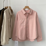 Atmosphere Retro Polo Collar Long-Sleeved Shirt 2025 New Women's Single-Docket Jacket