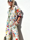 Women's New Printed Set Casual Trouser Shirt Fashion Top