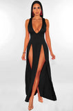 Summer Long Deep V Split Multi-color