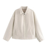 Wind Autumn New Women's Temperament Simple Collar Short Solid Color Hair