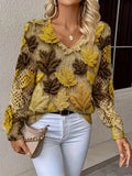 Coarse Needle Hot Selling 3D Digital Printed Lady V Collar Autumn Winter