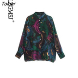 2023 Fashion Print Women Shirt Blouses Long Sleeve Turn-down Collar Shirt Casual Tops Elegant Vintage Straight