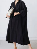 Dresses Women 2022 Casual Fashion Lapel Solid Color Retro Cotton Linen Shirt Dress Robe Commute Elegant Dresses for