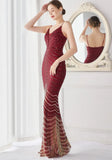 Shining Sequins V Neck Strapless Slim Formal Cocktail Party