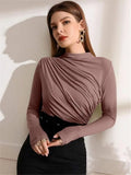 And Winter Small High-Collar Design Sense Draw With Long-Sleeved T-Shirt