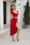 Women's Dress 2023 Spring And Summer New Style Night Club Sexy Chest Exposed Shoulder Forked Strap Half Skirt Suit-Outfit