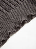 V-neck lace patchwork cable knit