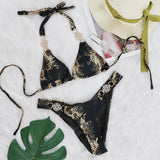 Toloer New Snake Perms Gold Bikini Crystal Diamond Metal Accessories Split Girls Holiday