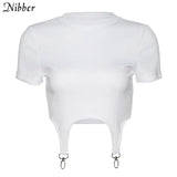 pure slim fit Irregular design fashion tshirt crop top female simple casual street harajuku Basic o-neck tees top