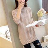 Knit Sweater Pullover Autumn Winter Clothes Korean Solid Long Sleeve Pull Warm Half Turtleneck Sweater Female Jumper