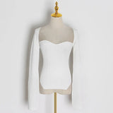 Elegant Side Split Knitted Women's Sweater Square Collar Long Sleeve Sexy Sweaters Female Fashion New 2022